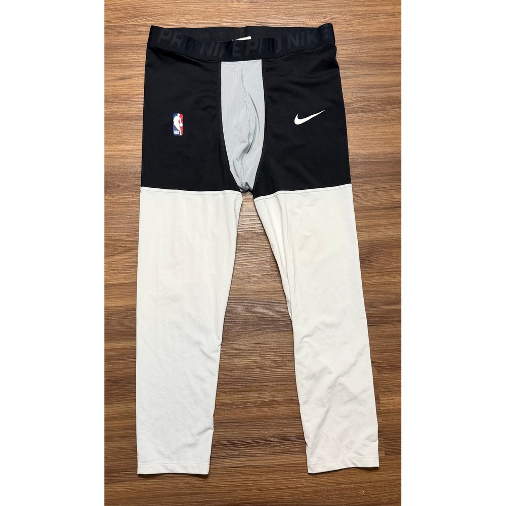 Nike Pro NBA Men's Compression Basketball Tights Black White (AA0751-101) Sz XLT